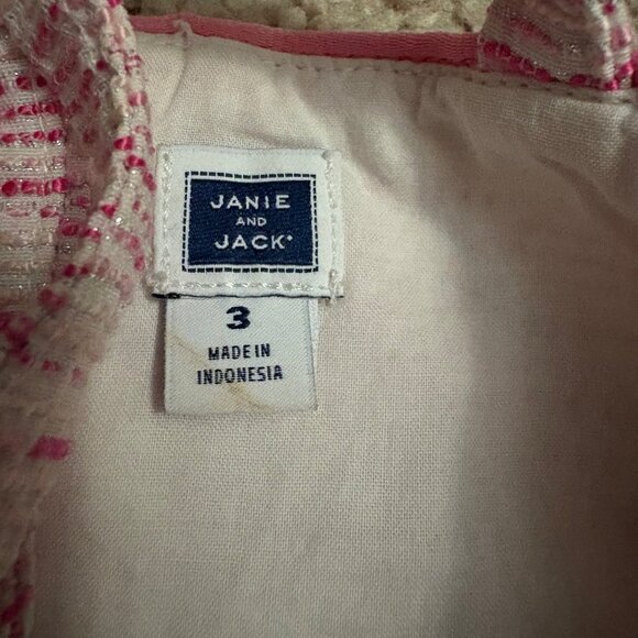 Girls Janie & Jack Pink Textured Sleeveless Dress W/ Flower Accent Size 3 - Picture 2 of 3